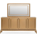 Sideboard aus Massivholz und Metall mit einem Spiegel
