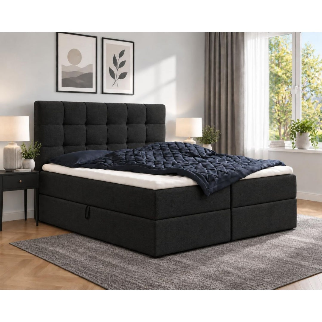 Boxspringbett aus Samt mit weichen Polstern