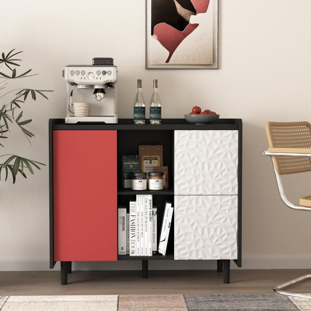 Sideboard mit 2 Schubladen, offenen Ablagen und geschlossenem Stauraum