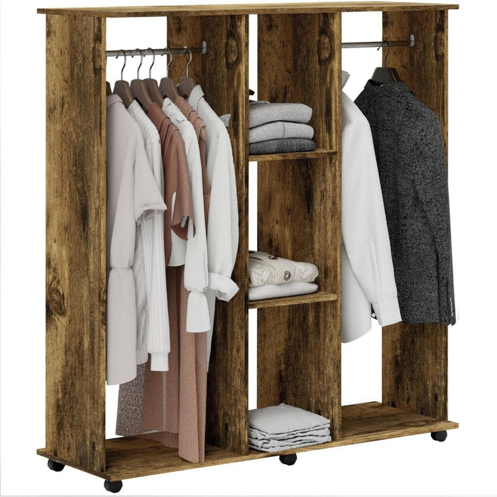 Kleiderschrank aus Holzwerkstoff und Metall in Braun