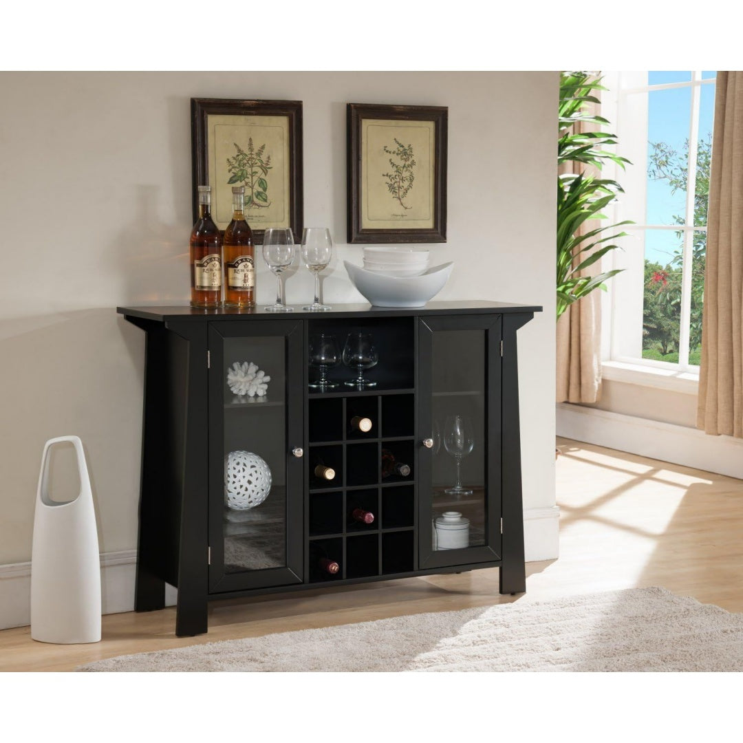 Geschlossener Stauraum an dem Sideboard aus Glas