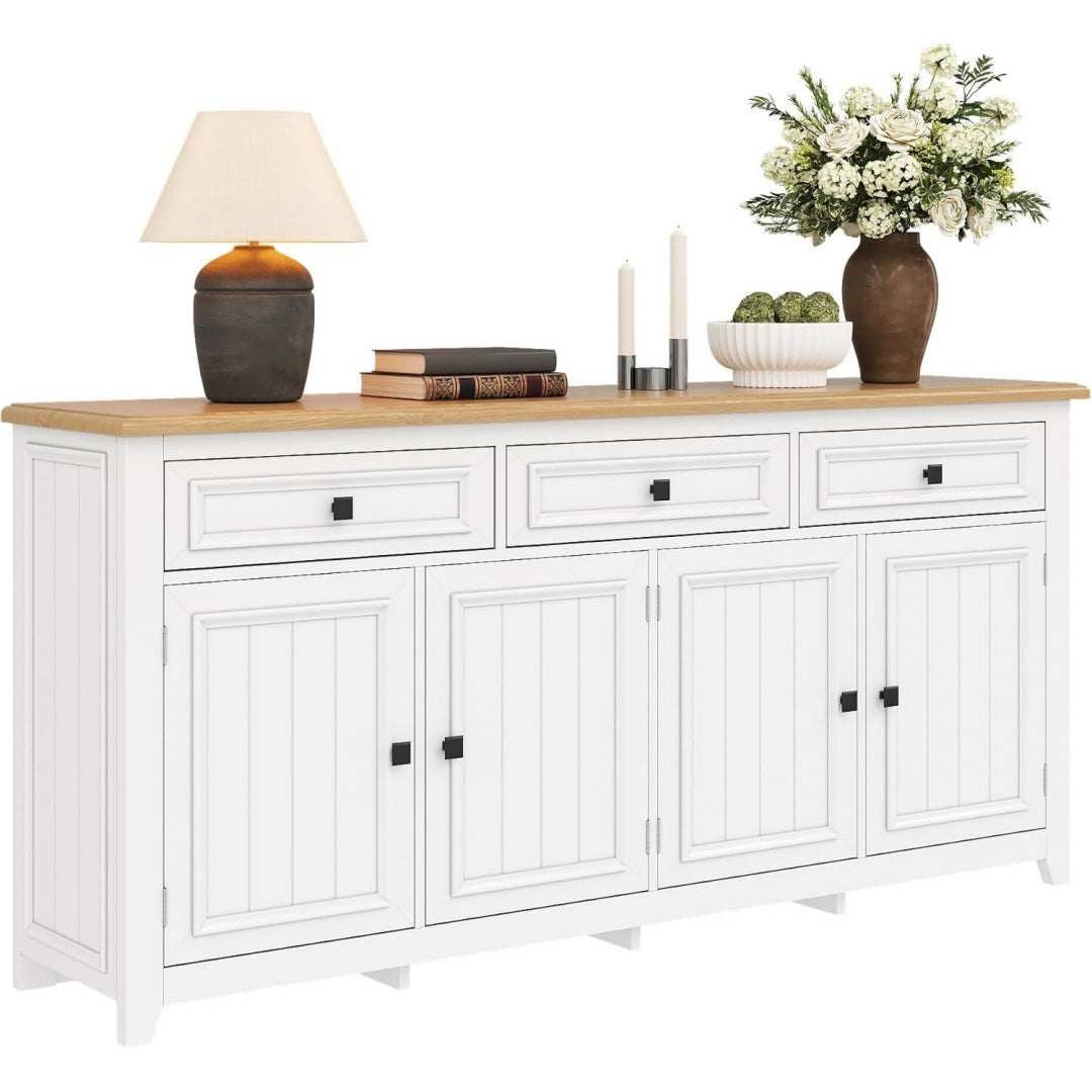 Sideboard mit 4 Tueren, geschlossenem Stauraum und Holzoptik