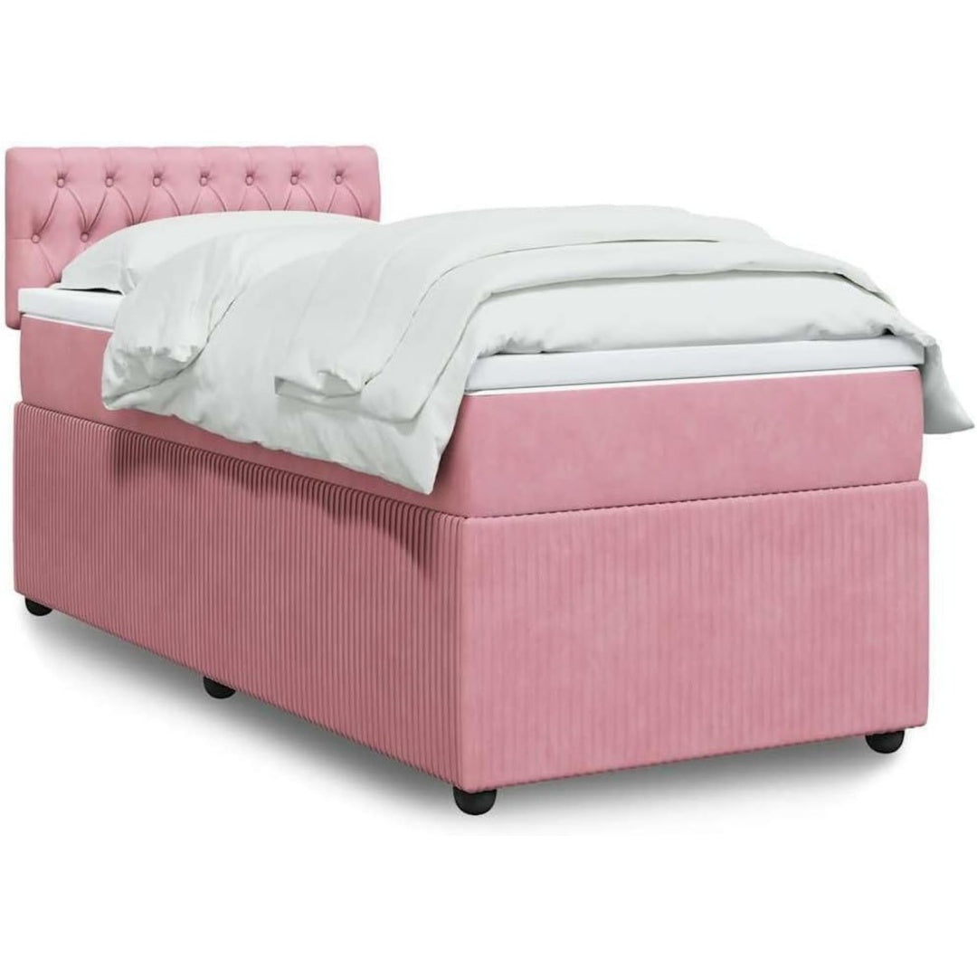 Boxspringbett aus Samt in Rosa